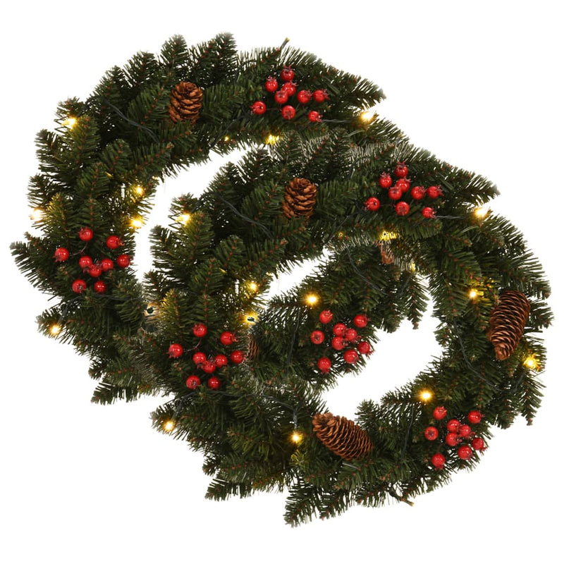 Load image into Gallery viewer, VidaXL Kerstkransen 2 st met decoratie 45 cm groen
