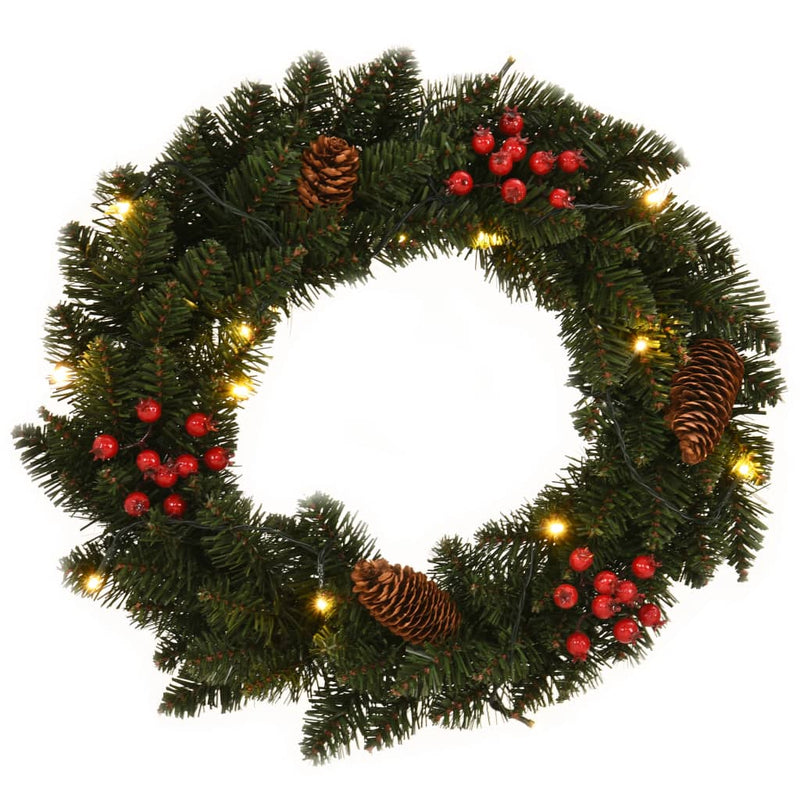 Load image into Gallery viewer, VidaXL Kerstkransen 2 st met decoratie 45 cm groen
