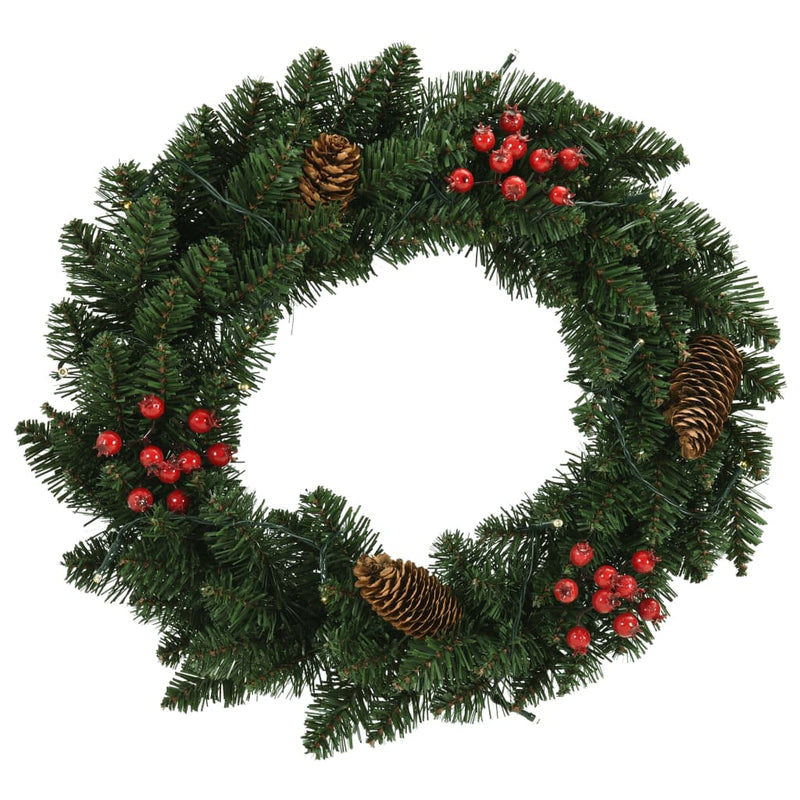 Load image into Gallery viewer, VidaXL Kerstkransen 2 st met decoratie 45 cm groen

