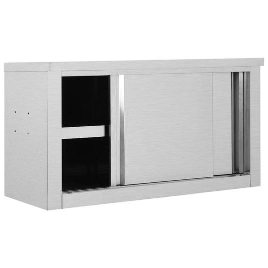 Vidaxl keukenbovenkast met schuifdeuren 90x40x50 cm roestvrij staal