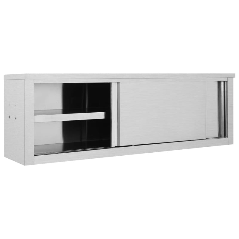 Load image into Gallery viewer, Vidaxl keukenbovenkast met schuifdeuren 150x40x50 cm roestvrij staal

