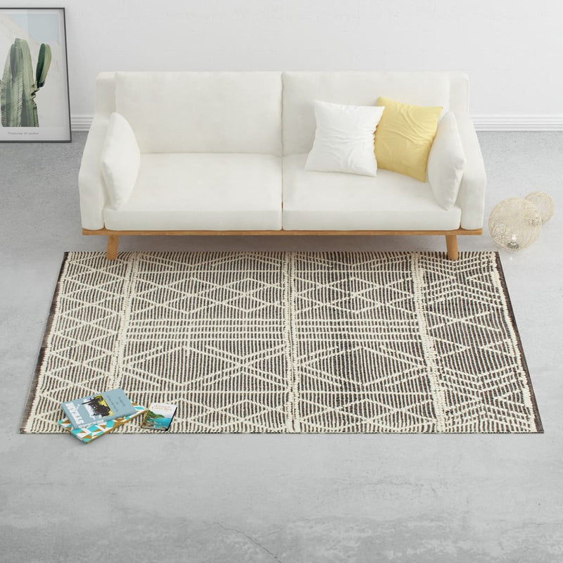Load image into Gallery viewer, VidaXL Vloerkleed handgeweven 120x170 cm wol zwart en wit

