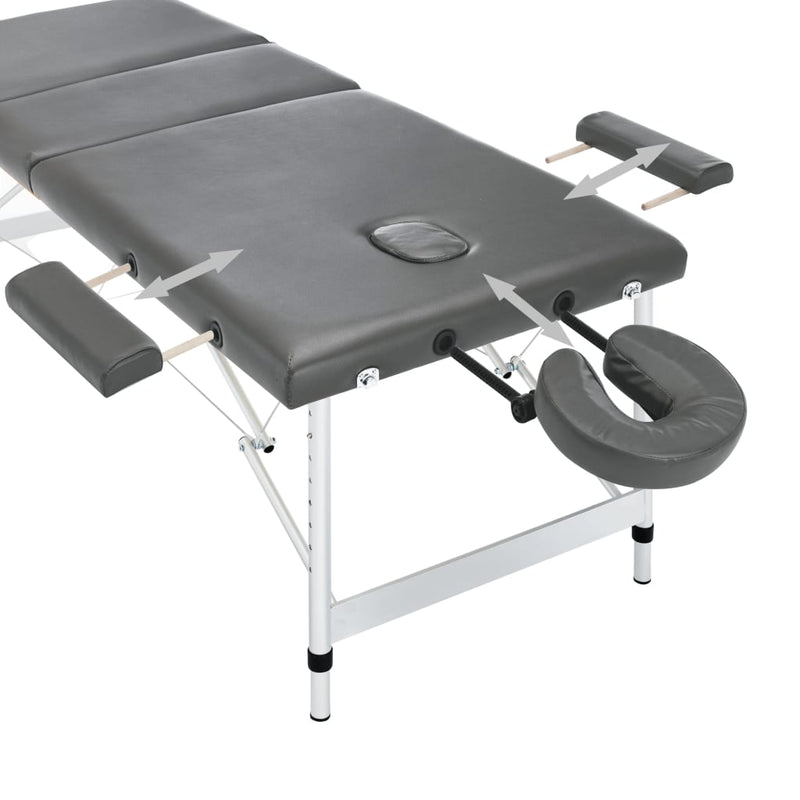 Load image into Gallery viewer, Vidaxl massagetafel met 3 zones 186x68 cm aluminium frame antraciet
