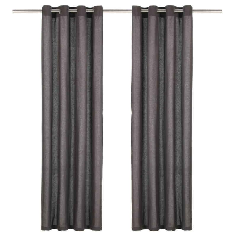 Load image into Gallery viewer, VidaXL Gordijnen met metalen ringen 2 st 140x245 cm katoen antraciet
