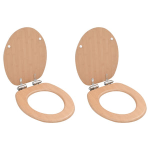 Vidaxl toiletbrillen 2 st met soft-close deksels mdf bamboeontwerp