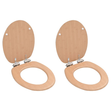 Vidaxl toiletbrillen 2 st met soft-close deksels mdf bamboeontwerp