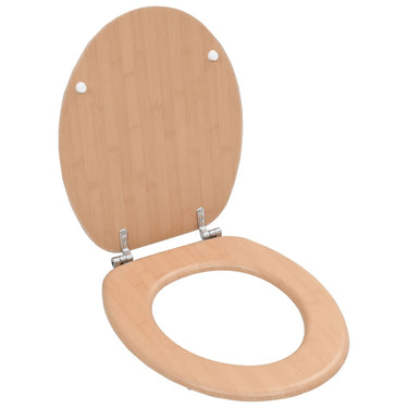 Vidaxl toiletbrillen 2 st met deksels bamboeontwerp mdf