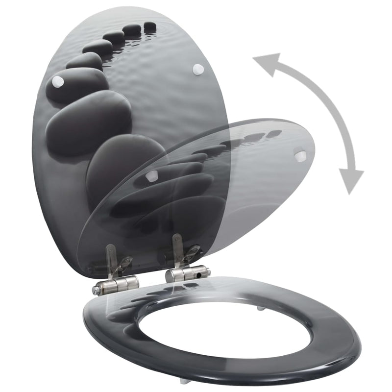 Load image into Gallery viewer, Vidaxl toiletbrillen 2 st met soft-close deksels mdf steenontwerp
