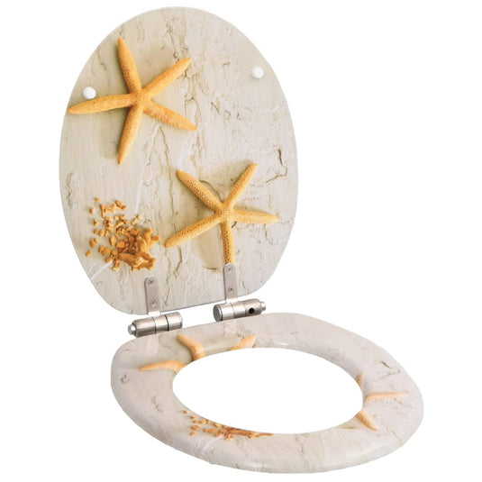 Vidaxl toiletbrillen 2 st met soft-close deksels mdf zeesterontwerp