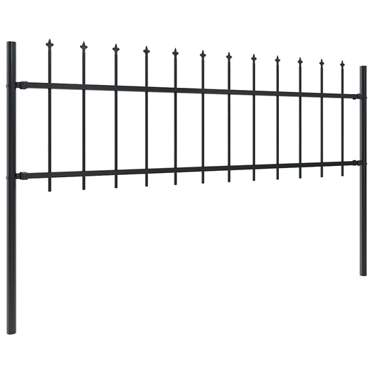 Vidaxl tuinhek met speerpunt staal 359x60 cm zwart