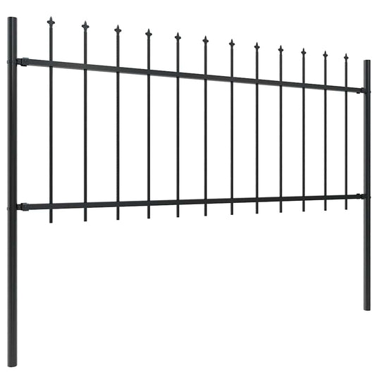 Vidaxl tuinhek met speerpunt staal 359x80 cm zwart