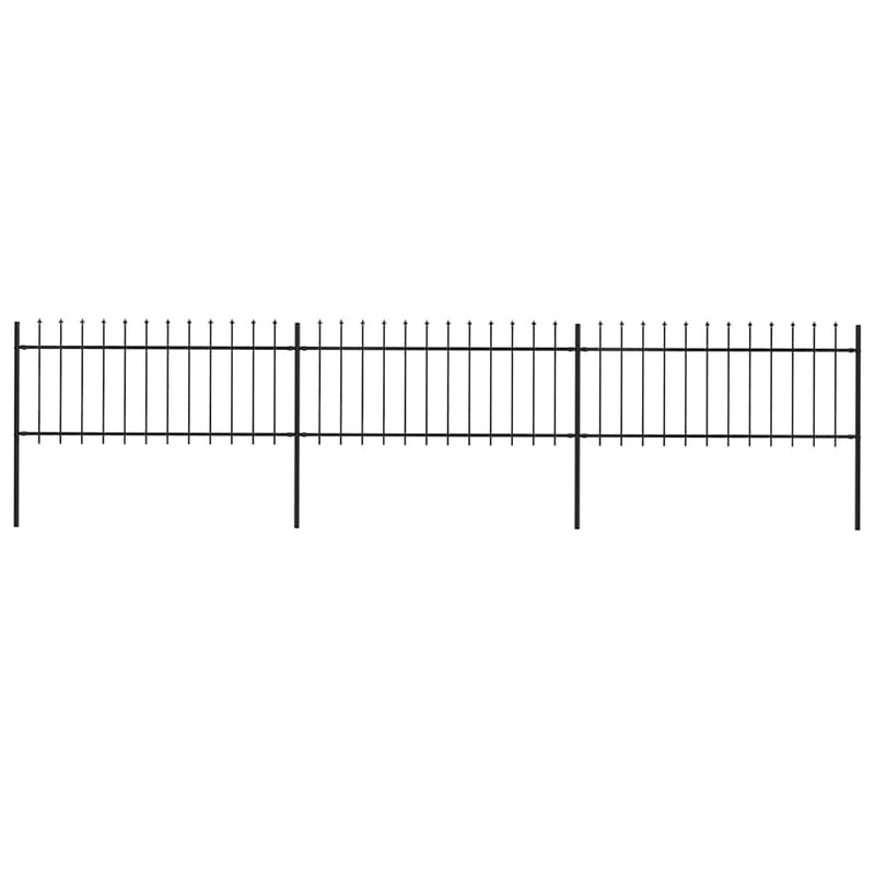 Load image into Gallery viewer, VidaXL Tuinhek met speren bovenkant 5,1x0,8 m staal zwart
