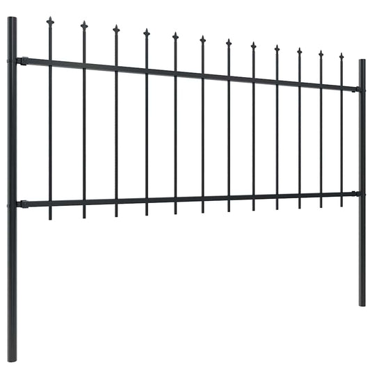 Vidaxl tuinhek met speerpunt staal 714,5x80 cm zwart