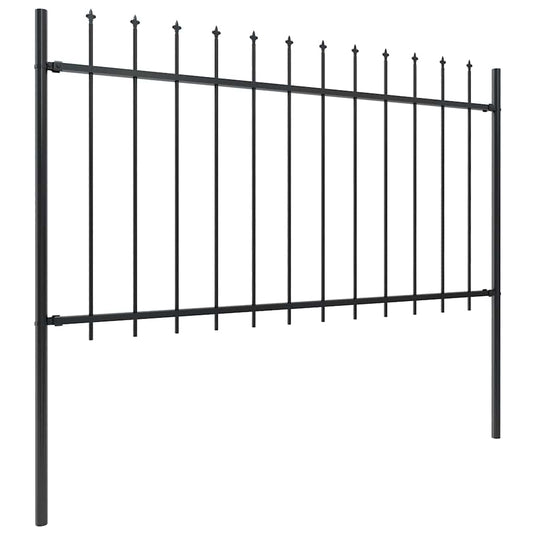 Vidaxl tuinhek met speerpunt staal 714,5x100 cm zwart