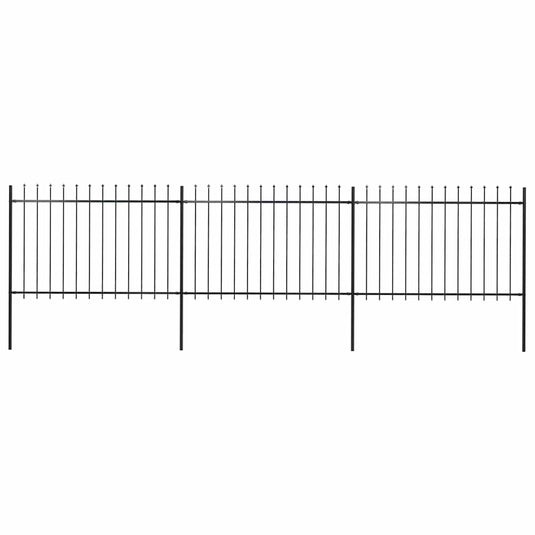 Vidaxl tuinhek met speerpunt staal 537x120 cm zwart