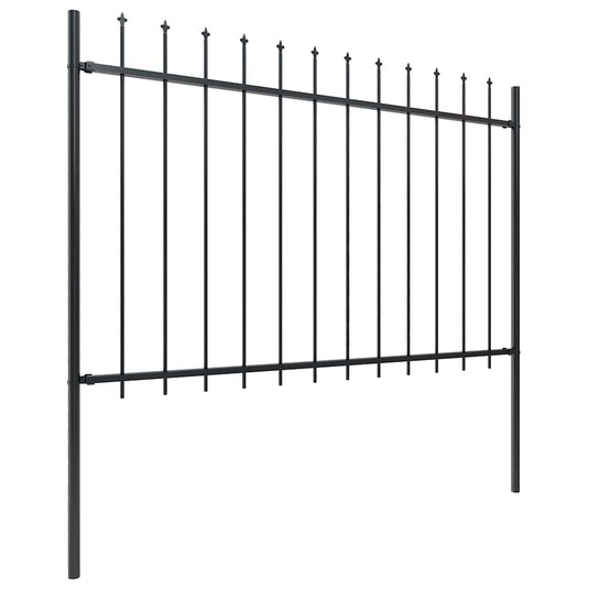 Vidaxl tuinhek met speerpunt staal 537x120 cm zwart