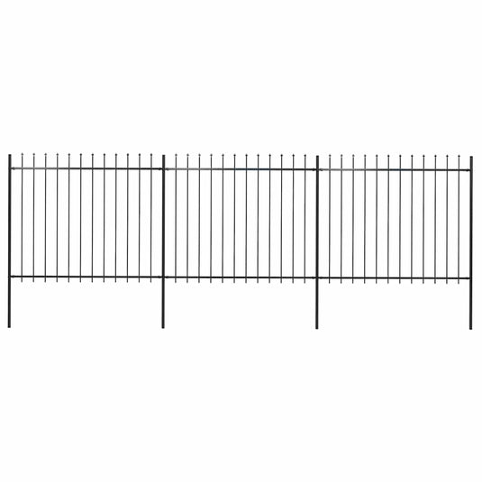 Vidaxl tuinhek met speerpunt staal 537x150 cm zwart