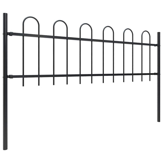 Vidaxl tuinhek met ringtop staal 359x60 cm zwart