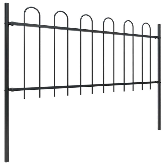 Vidaxl tuinhek met ringtop staal 537x80 cm zwart
