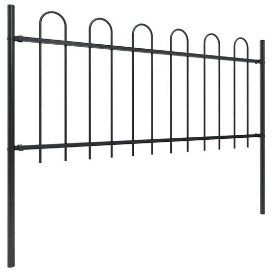 Vidaxl tuinhek met ringtop staal 714,5x80 cm zwart