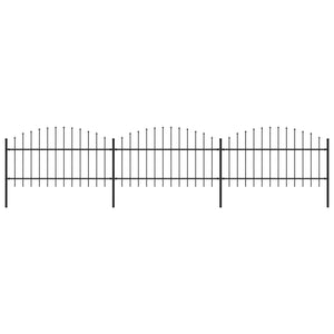VidaXL Tuinhek met speren bovenkant (1-1,25)x5,1 m staal zwart