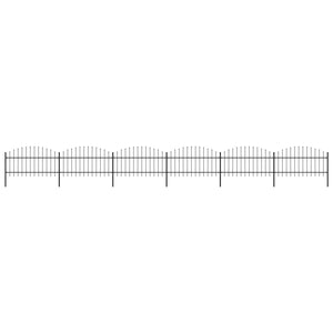 VidaXL Tuinhek met speren bovenkant (1-1,25)x10,2 m staal zwart