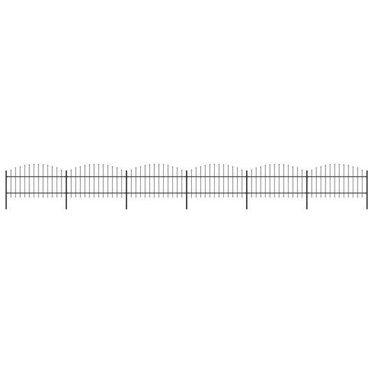 VidaXL Tuinhek met speren bovenkant (1-1,25)x10,2 m staal zwart