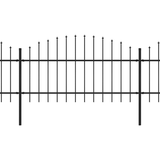 VidaXL Tuinhek met speren bovenkant (1-1,25)x10,2 m staal zwart