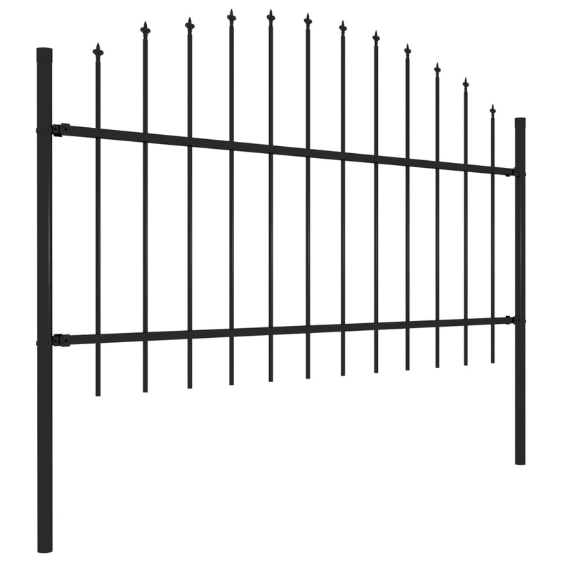 Load image into Gallery viewer, VidaXL Tuinhek met speren bovenkant (1-1,25)x10,2 m staal zwart
