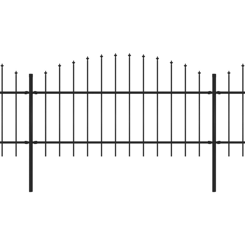 Load image into Gallery viewer, VidaXL Tuinhek met speren bovenkant (1-1,25)x13,6 m staal zwart
