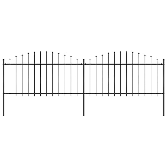 VidaXL Tuinhek met speren bovenkant (1,25-1,5)x3,4 m staal zwart