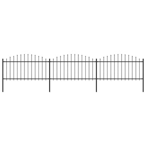 VidaXL Tuinhek met speren bovenkant (1,25-1,5)x5,1 m staal zwart