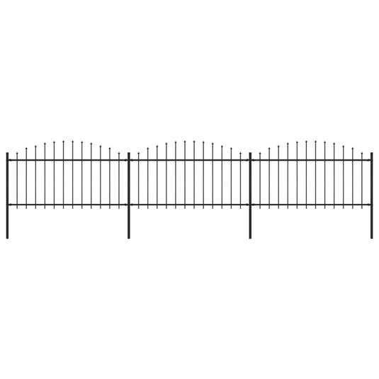 VidaXL Tuinhek met speren bovenkant (1,25-1,5)x5,1 m staal zwart