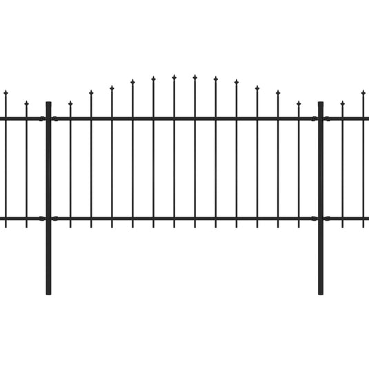 VidaXL Tuinhek met speren bovenkant (1,25-1,5)x5,1 m staal zwart