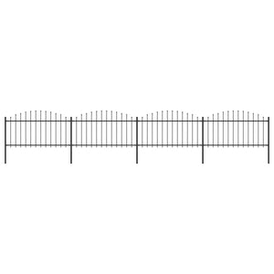 VidaXL Tuinhek met speren bovenkant (1,25-1,5)x6,8 m staal zwart