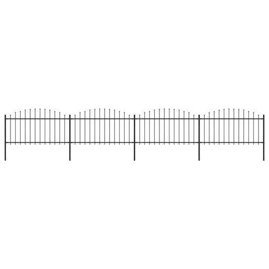 VidaXL Tuinhek met speren bovenkant (1,25-1,5)x6,8 m staal zwart