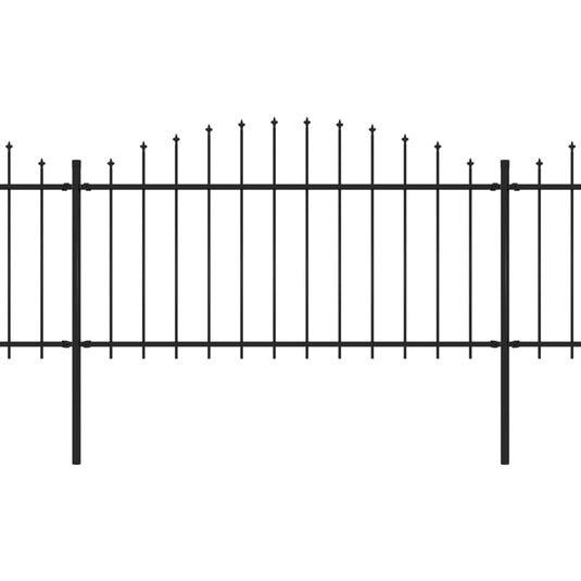 VidaXL Tuinhek met speren bovenkant (1,25-1,5)x6,8 m staal zwart