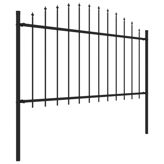 VidaXL Tuinhek met speren bovenkant (1,25-1,5)x6,8 m staal zwart