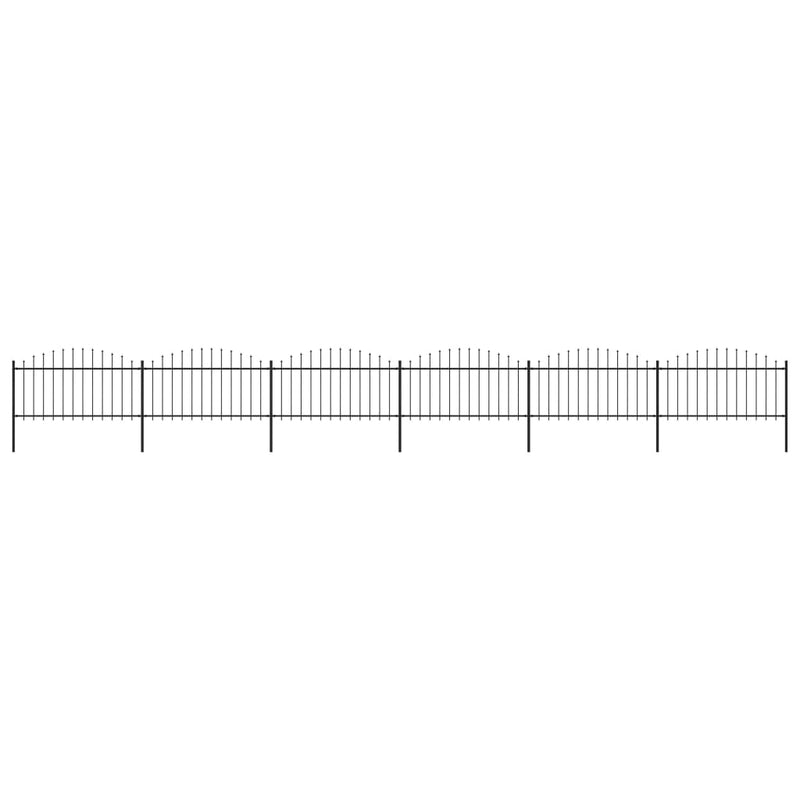 Load image into Gallery viewer, VidaXL Tuinhek met speren bovenkant (1,25-1,5)x10,2 m staal zwart
