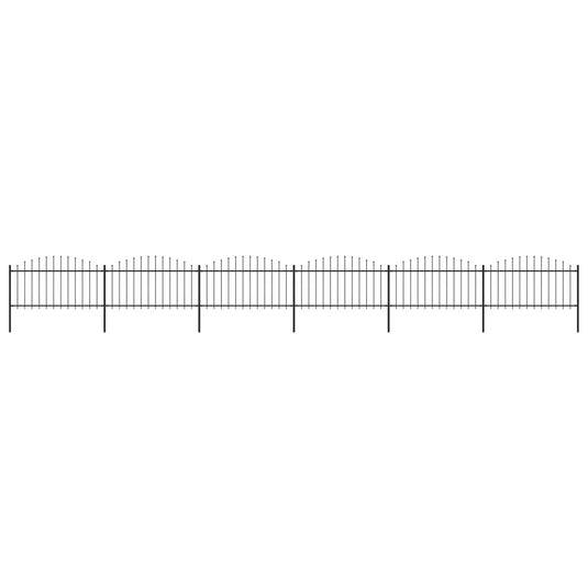 VidaXL Tuinhek met speren bovenkant (1,25-1,5)x10,2 m staal zwart