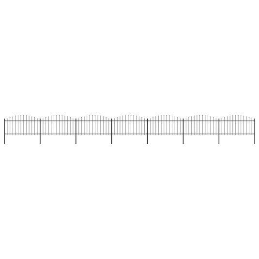 VidaXL Tuinhek met speren bovenkant (1,25-1,5)x11,9 m staal zwart