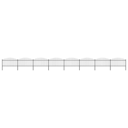 VidaXL Tuinhek met speren bovenkant (1,25-1,5)x13,6 m staal zwart