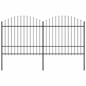 Vidaxl tuinhek met speerpunt staal 359x175 cm zwart
