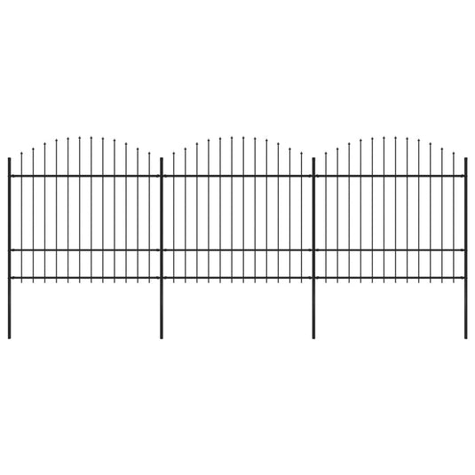 VidaXL Tuinhek met speren bovenkant (1,5-1,75)x5,1 m staal zwart