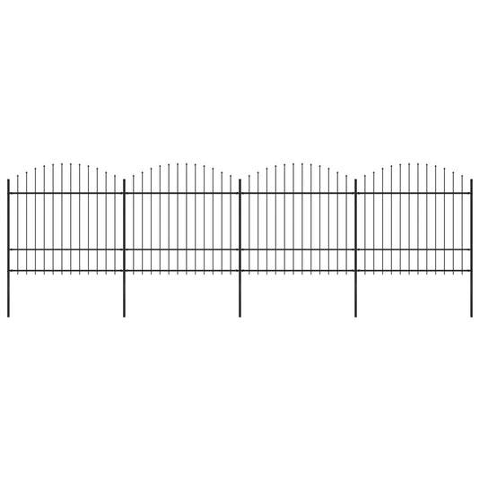 VidaXL Tuinhek met speren bovenkant (1,5-1,75)x6,8 m staal zwart