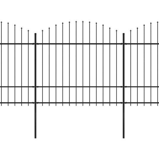 VidaXL Tuinhek met speren bovenkant (1,5-1,75)x6,8 m staal zwart