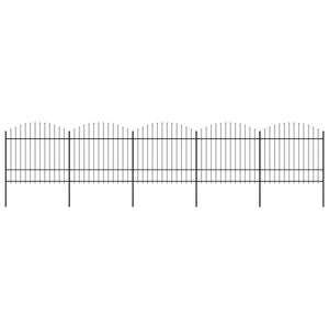 VidaXL Tuinhek met speren bovenkant (1,5-1,75)x8,5 m staal zwart