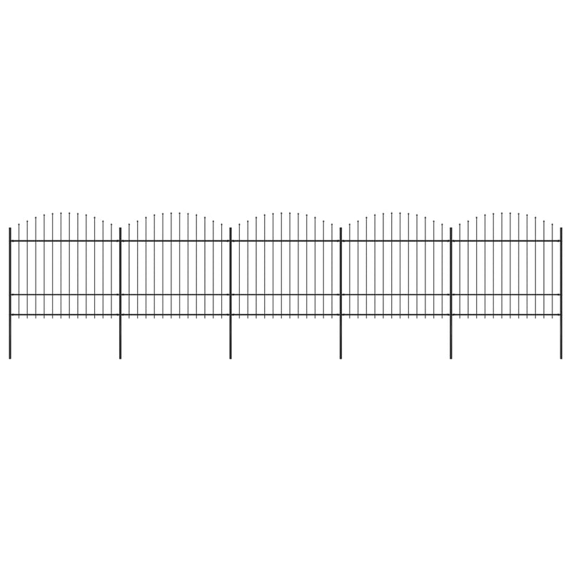 Load image into Gallery viewer, VidaXL Tuinhek met speren bovenkant (1,5-1,75)x8,5 m staal zwart
