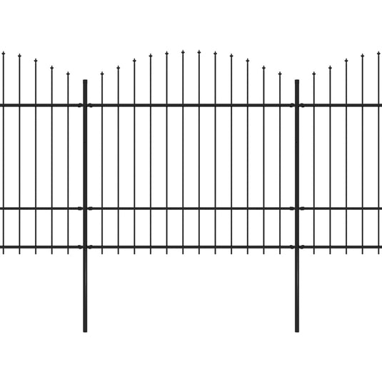 VidaXL Tuinhek met speren bovenkant (1,5-1,75)x10,2 m staal zwart