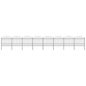 VidaXL Tuinhek met speren bovenkant (1,5-1,75)x13,6 m staal zwart